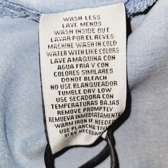 1511 Inc Top Woman XLarge Blue Chambray Fitted Tie Sleeve V-Neck Casual Boho Y2K - Picture 10 of 14